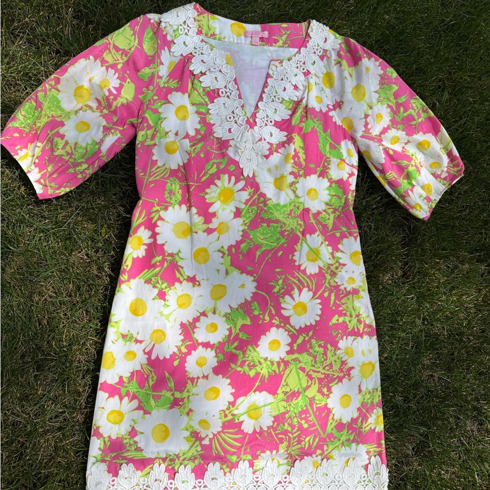 Vintage Lilly Pulitzer Pink and Yellow Floral Dress